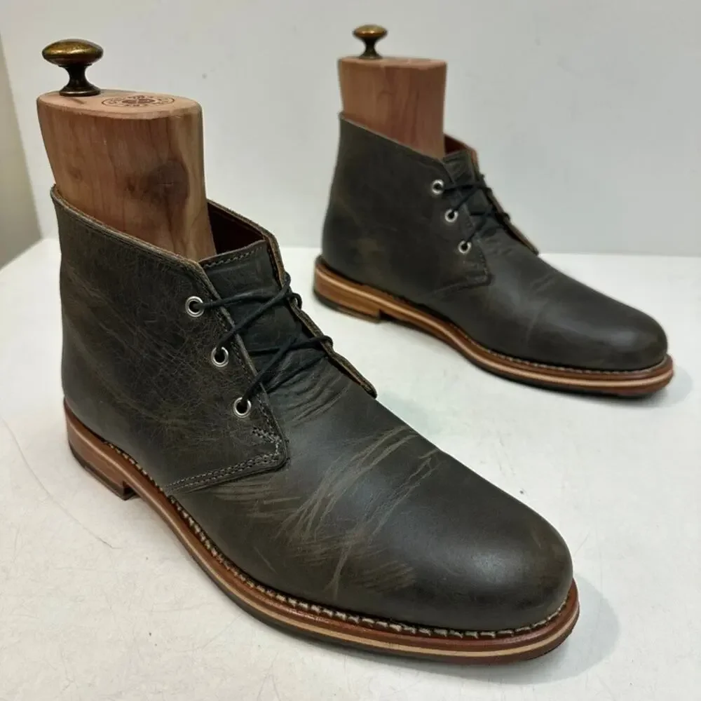 NEW HEELS Rancourt & Co. x Helm Hynes Chukka Boot Gray Olive Green Maine USA 7.5